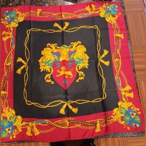 EUC Talbots Silk Scarf Crest Pattern